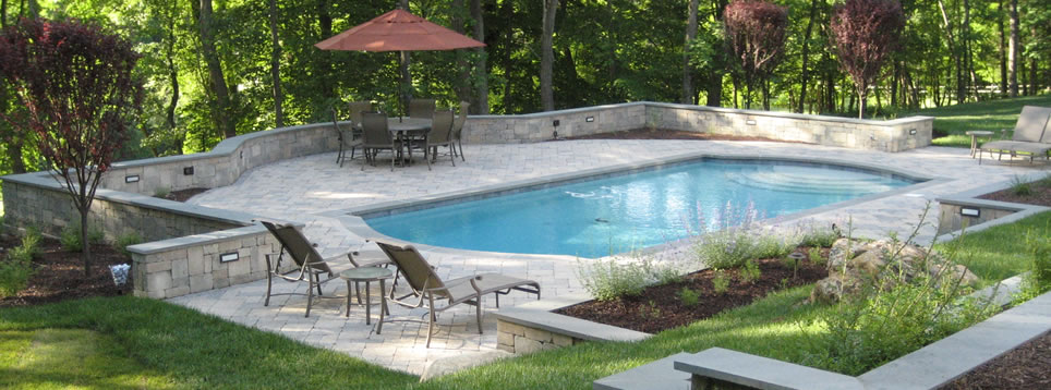 Pool with landscaping and pavers in Brentwood TN