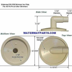 Waterway Skimmer Vacuum Plate With 90 Degree Elbow